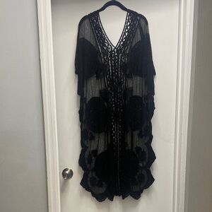 Woven Heart Black Crochet Cover-Up